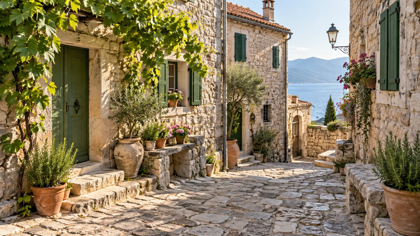 Editorial illustration inspired by stone square in Beli on Cres